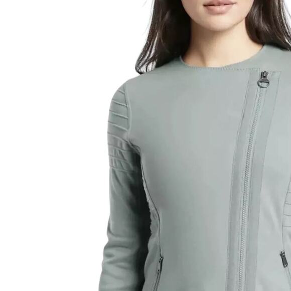 Athleta Full Asymmetrical Zip Moto Jacket Minimalist Gray Textured Details M - Picture 3 of 16